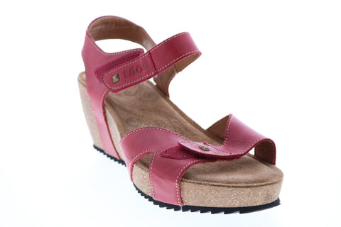Taos Sally SLY-2508-RED Womens Red Leather Strap Wedges Heels Shoes
