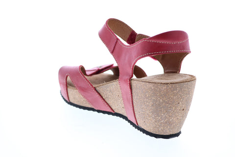 Taos Sally SLY-2508-RED Womens Red Leather Strap Wedges Heels Shoes