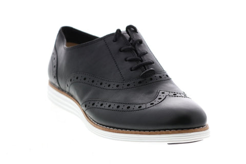 Cole Haan Original Grand W02618 Womens Black Leather Oxford Flats Shoes