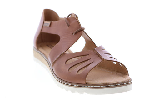 Pikolinos Alcudia Flat Open Toe Lace Womens Brown Slingback Sandals Shoes