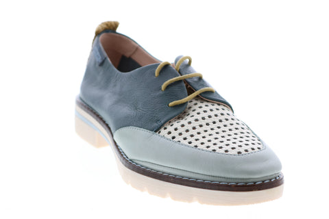 Pikolinos Stiges W7J-4784BGC1-OCEAN Womens Blue Leather Lace Up Oxford Flats Shoes