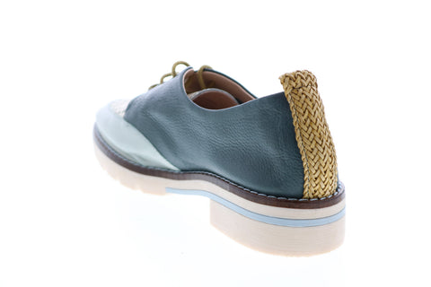 Pikolinos Stiges W7J-4784BGC1-OCEAN Womens Blue Leather Lace Up Oxford Flats Shoes