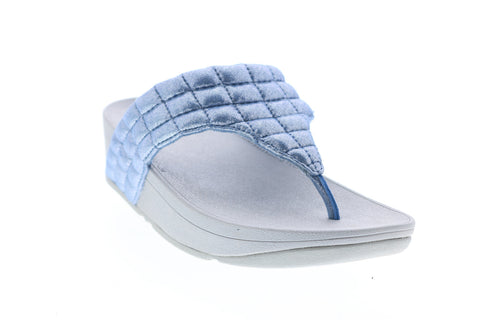 Fitflop Lulu Padded Shimmy Suede Toe-Thongs X59-003 Womens Blue Flip-Flops Sandals Shoes