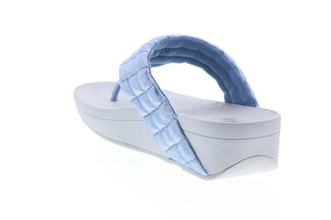 Fitflop Lulu Padded Shimmy Suede Toe-Thongs X59-003 Womens Blue Flip-Flops Sandals Shoes