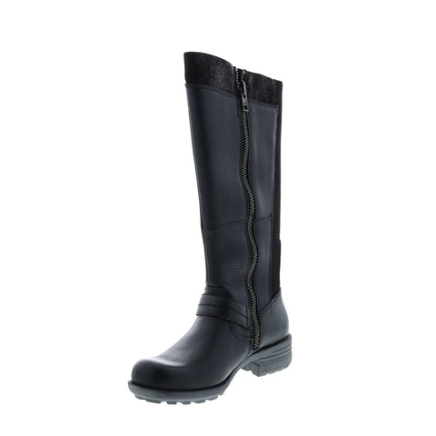 Earth Origins Portia Leather Womens Black Wide Leather Zipper Knee High Boots