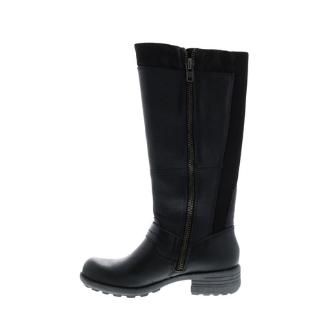Earth Origins Portia Leather Womens Black Wide Leather Zipper Knee High Boots