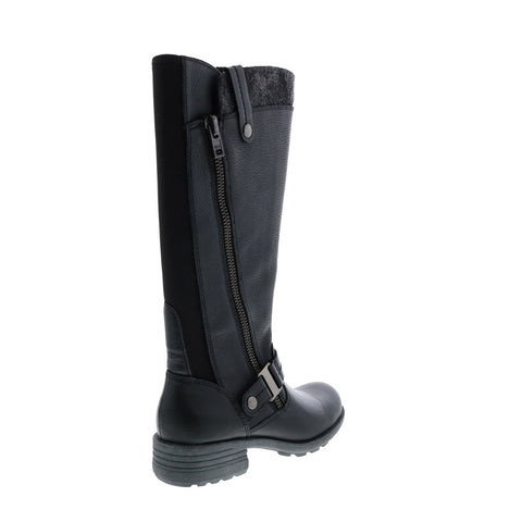 Earth Origins Portia Leather Womens Black Wide Leather Zipper Knee High Boots