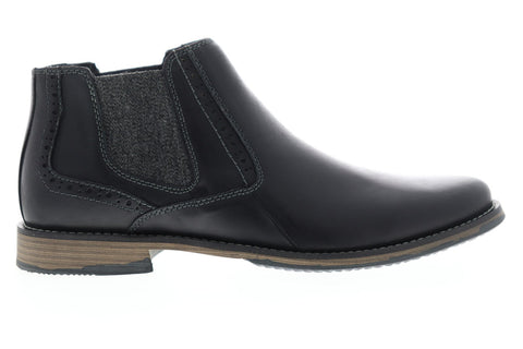 Steve Madden Proven Mens Black Leather Slip On Chelsea Boots Shoes