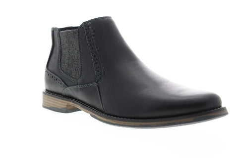 Steve Madden Proven Mens Black Leather Slip On Chelsea Boots Shoes