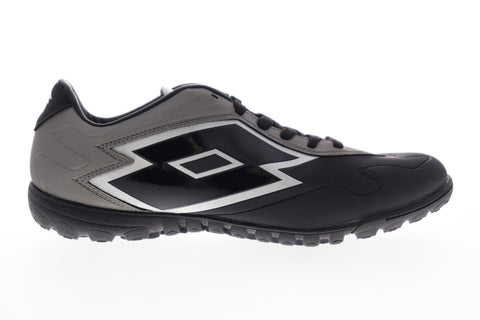 Lotto Gravity V 700TF R5516 Mens Black Leather Low Top Athletic Soccer Shoes