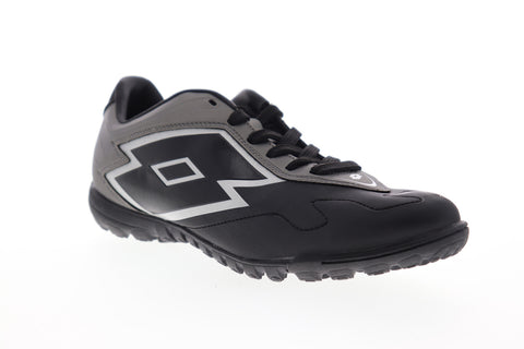 Lotto Gravity V 700TF R5516 Mens Black Leather Low Top Athletic Soccer Shoes