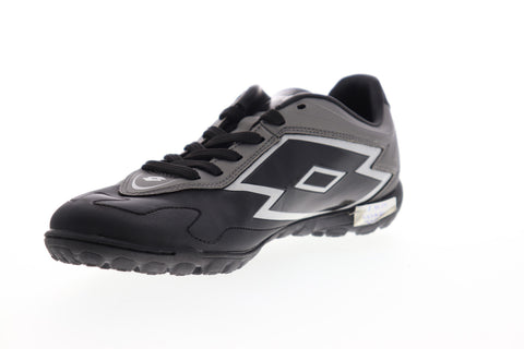 Lotto Gravity V 700TF R5516 Mens Black Leather Low Top Athletic Soccer Shoes