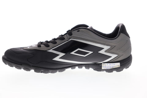Lotto Gravity V 700TF R5516 Mens Black Leather Low Top Athletic Soccer Shoes