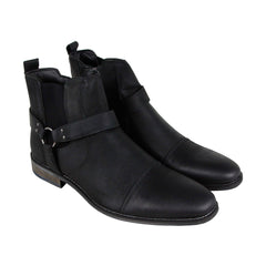 Steve Madden Radian Mens Black Leather Casual Dress Zipper Boots Shoes