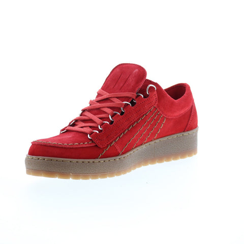 Mephisto Rainbow Mens Red Suede Lace Up Lifestyle Sneakers Shoes