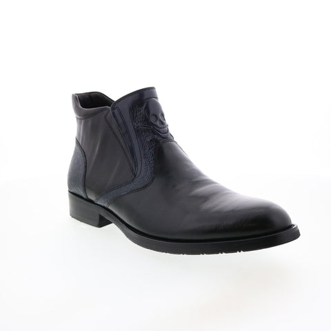 Robert Graham Zeitz RG5454B Mens Black Leather Zipper Chelsea Boots