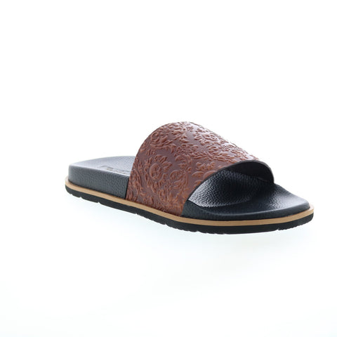 Robert Graham Understory RG5626F Mens Brown Leather Slides Sandals Shoes