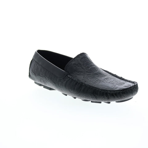 Robert Graham Crossbones RG5668S Mens Black Leather Loafers Moccasin Shoes