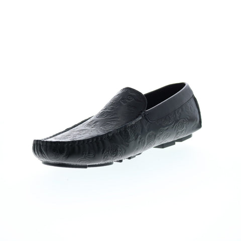 Robert Graham Crossbones RG5668S Mens Black Leather Loafers Moccasin Shoes