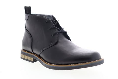 Robert Wayne Minos RW100210M Mens Black Leather Mid Top Lace Up Chukkas Boots