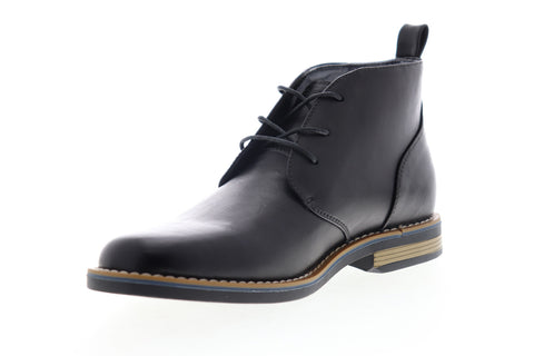 Robert Wayne Minos RW100210M Mens Black Leather Mid Top Lace Up Chukkas Boots