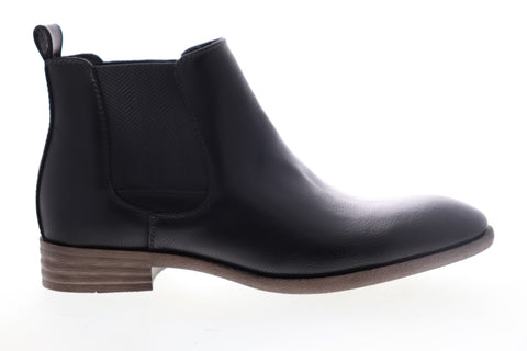 Robert Wayne Oklahoma RW100440M Mens Black Leather Mid Top Slip On Chelsea Boots