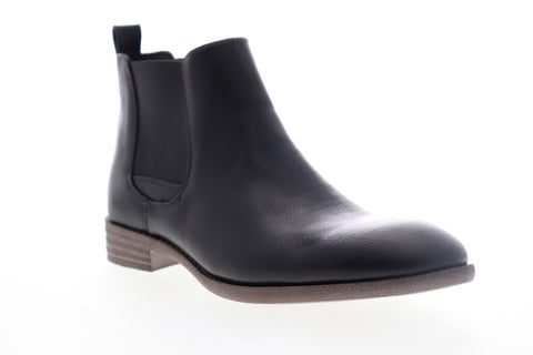 Robert Wayne Oklahoma RW100440M Mens Black Leather Mid Top Slip On Chelsea Boots