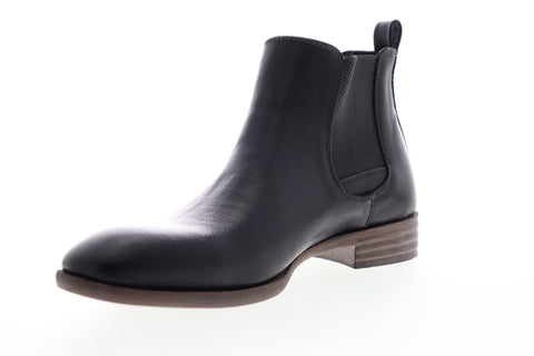 Robert Wayne Oklahoma RW100440M Mens Black Leather Mid Top Slip On Chelsea Boots