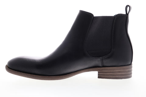 Robert Wayne Oklahoma RW100440M Mens Black Leather Mid Top Slip On Chelsea Boots