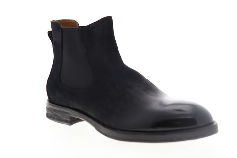 Robert Wayne Federico RW100539M Mens Black Leather Mid Top Slip On Chelsea Boots