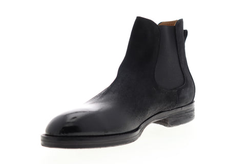 Robert Wayne Federico RW100539M Mens Black Leather Mid Top Slip On Chelsea Boots