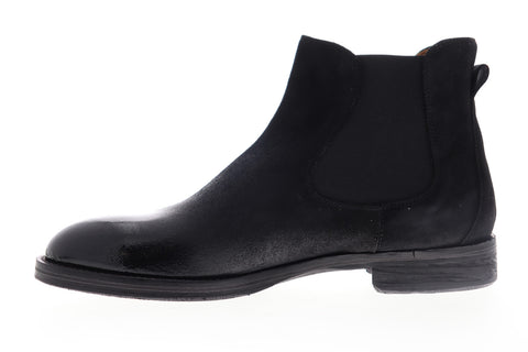 Robert Wayne Federico RW100539M Mens Black Leather Mid Top Slip On Chelsea Boots
