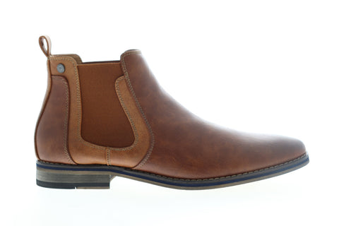 Robert Wayne Shayne RW100579M Mens Brown Leather Mid Top Slip On Chelsea Boots