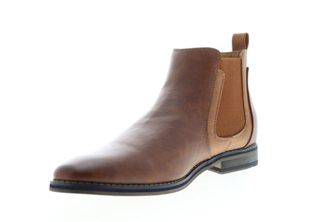 Robert Wayne Shayne RW100579M Mens Brown Leather Mid Top Slip On Chelsea Boots