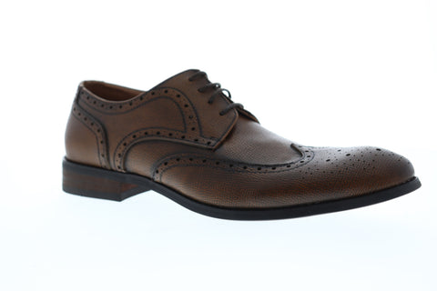 Robert Wayne Nile RWF1040M Mens Brown Leather Low Top Wingtip Oxfords Shoes