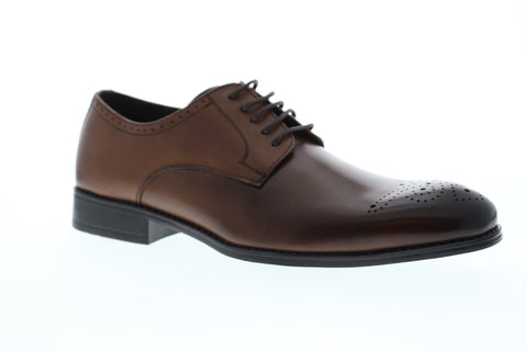 Robert Wayne Vesper RWF1106M Mens Brown Leather Lace Up Plain Toe Oxfords Shoes
