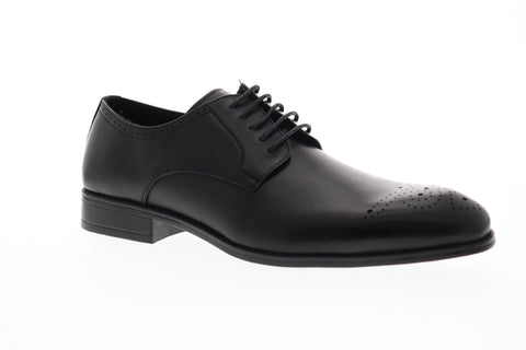 Robert Wayne Vesper RWF1118M Mens Black Leather Lace Up Plain Toe Oxfords Shoes