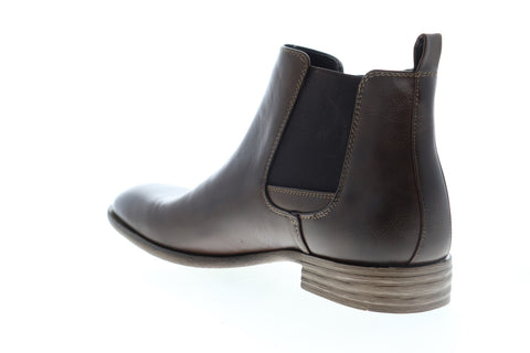 Robert Wayne Oklahoma RWF1294M Mens Brown Leather Mid Top Slip On Chelsea Boots