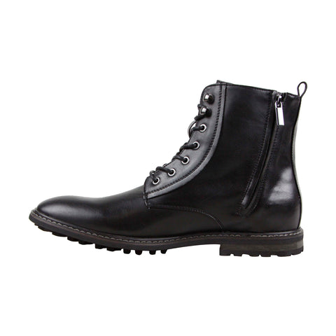Robert Wayne Thatcher Mens Black Leather Casual Dress Lace Up Boots Shoes