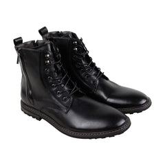 Robert Wayne Thatcher Mens Black Leather Casual Dress Lace Up Boots Shoes
