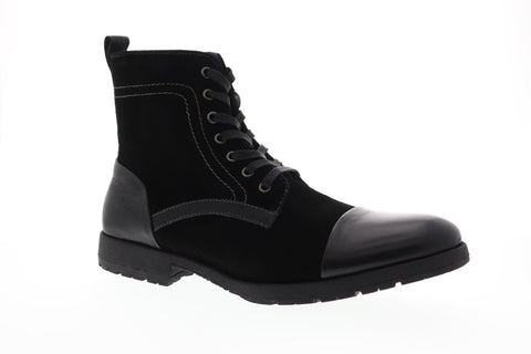 Robert Wayne Raine Mens Black Suede Casual Dress Lace Up Boots Shoes