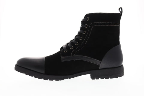 Robert Wayne Raine Mens Black Suede Casual Dress Lace Up Boots Shoes