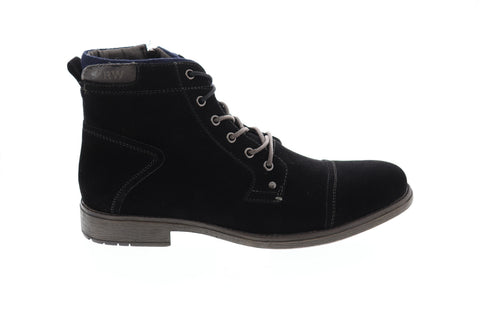 Robert Wayne Jaron RWS10007M Mens Black Suede High Top Zipper Casual Dress Boots