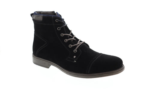 Robert Wayne Jaron RWS10007M Mens Black Suede High Top Zipper Casual Dress Boots
