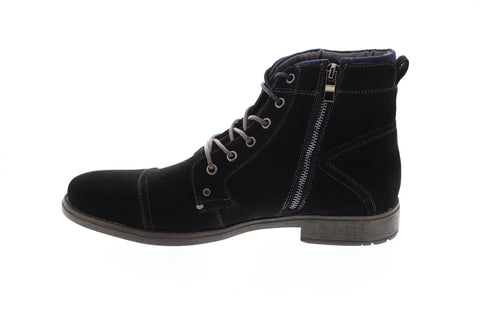 Robert Wayne Jaron RWS10007M Mens Black Suede High Top Zipper Casual Dress Boots