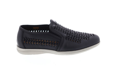 Robert Wayne Travis RWS10027M Mens Black Leather Low Top Casual Loafers Shoes