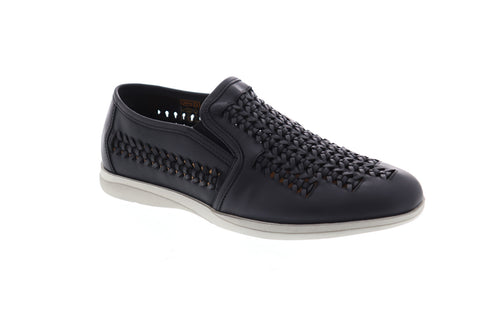Robert Wayne Travis RWS10027M Mens Black Leather Low Top Casual Loafers Shoes