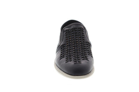 Robert Wayne Travis RWS10027M Mens Black Leather Low Top Casual Loafers Shoes