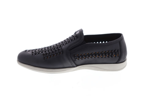 Robert Wayne Travis RWS10027M Mens Black Leather Low Top Casual Loafers Shoes