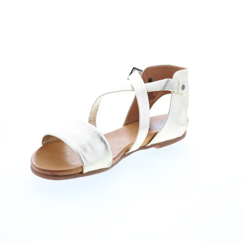 Miz Mooz Aster Womens Gold Leather Hook & Loop Strap Sandals Shoes